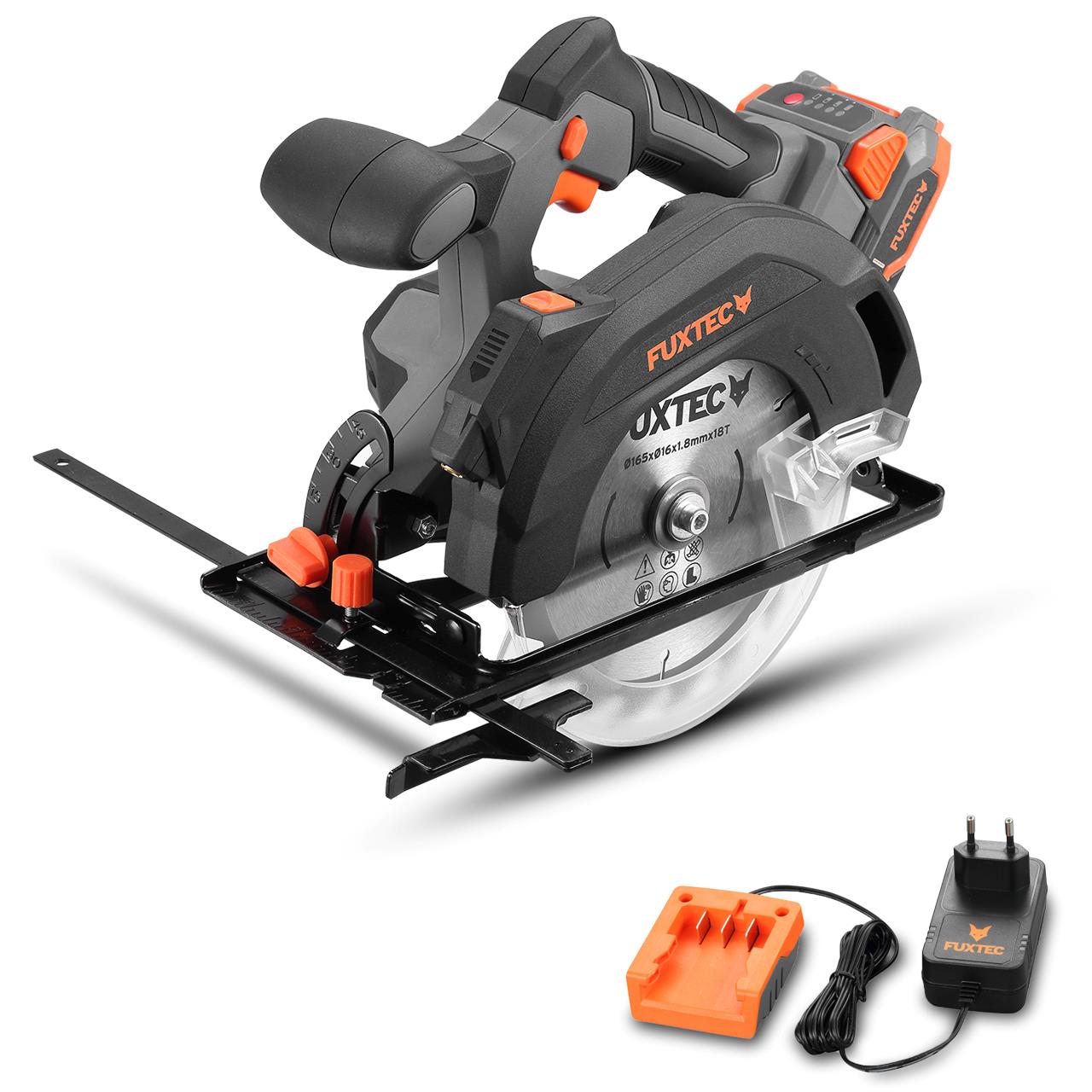B-WARE FUXTEC 20V Akku Handkreissäge FX-E1CS20 SET mit 1 x Akku 4Ah, 1 x Ladegerät 1A