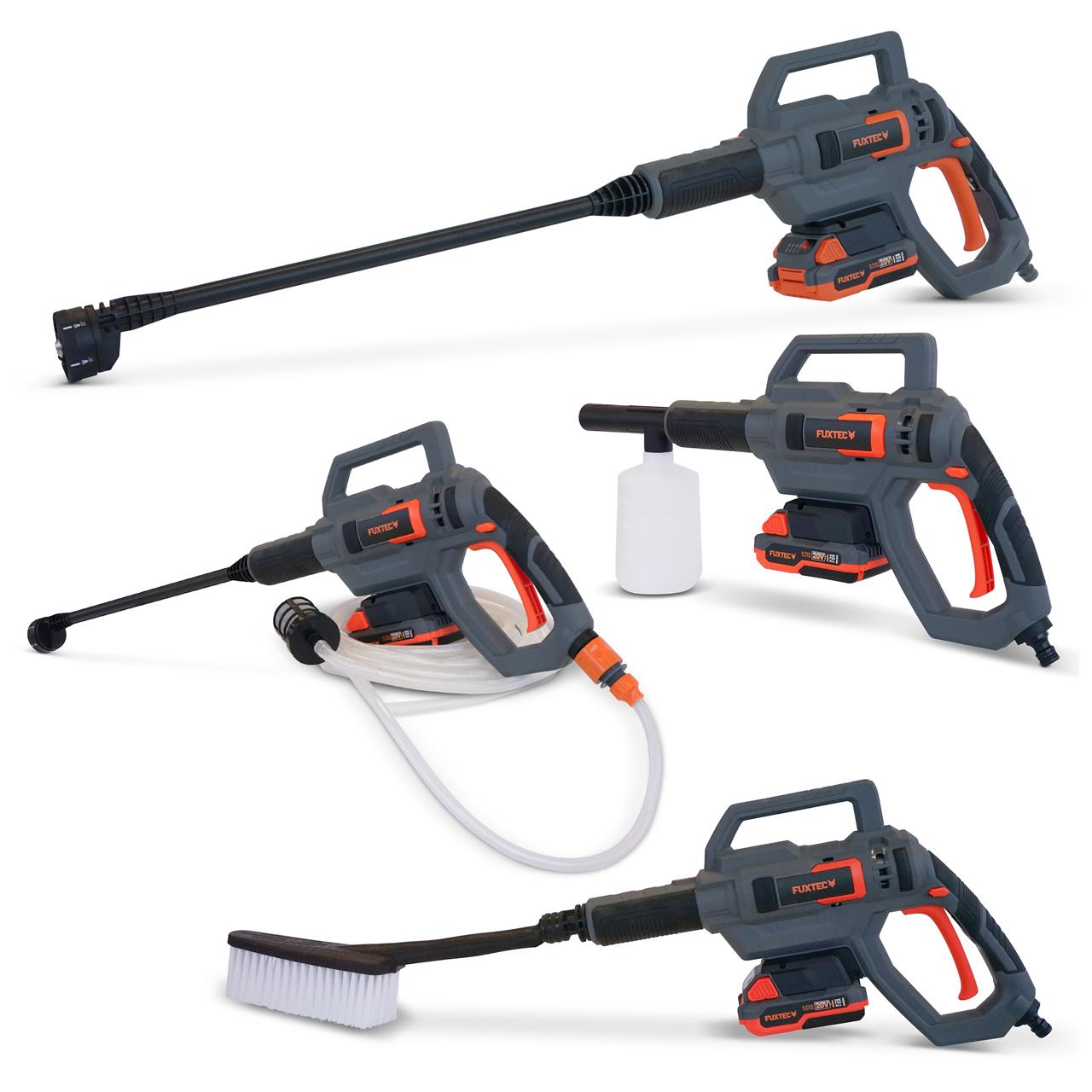 B-WARE FUXTEC 20V Akku Hochdruckreiniger FX-E1HDR20 SET mit 1 x Akku 2Ah, 1 x Ladegerät 1A