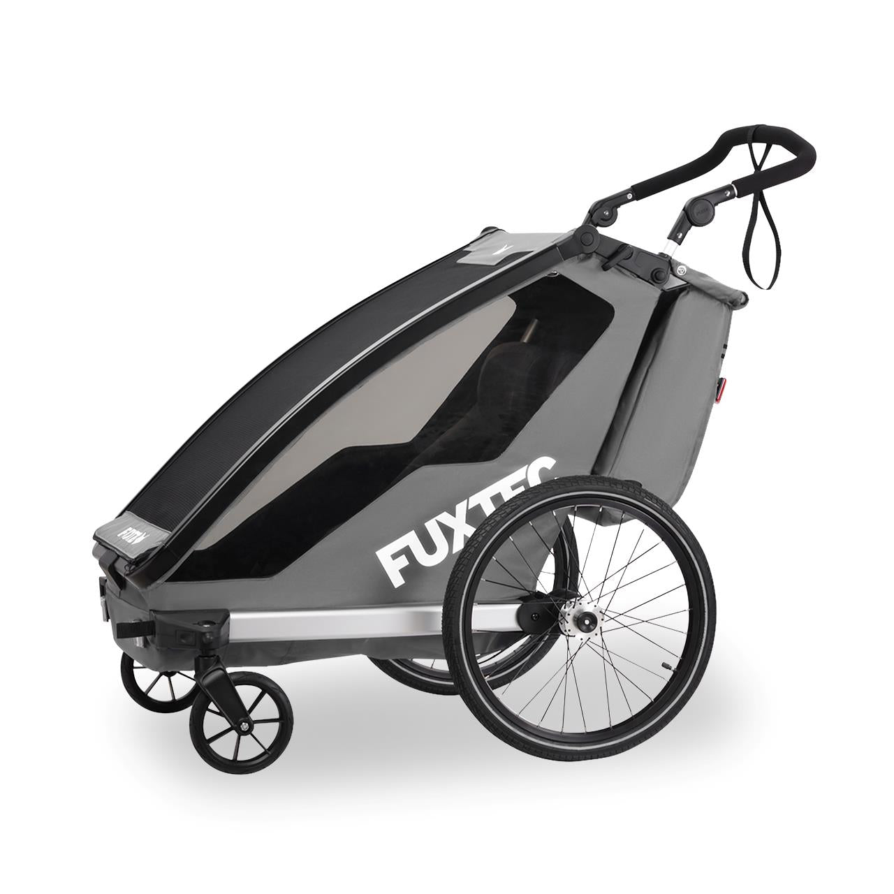 FUXTEC Fahrradanhänger/Jogger FX-FA1-SET-GRAU mit Jogger-Rad