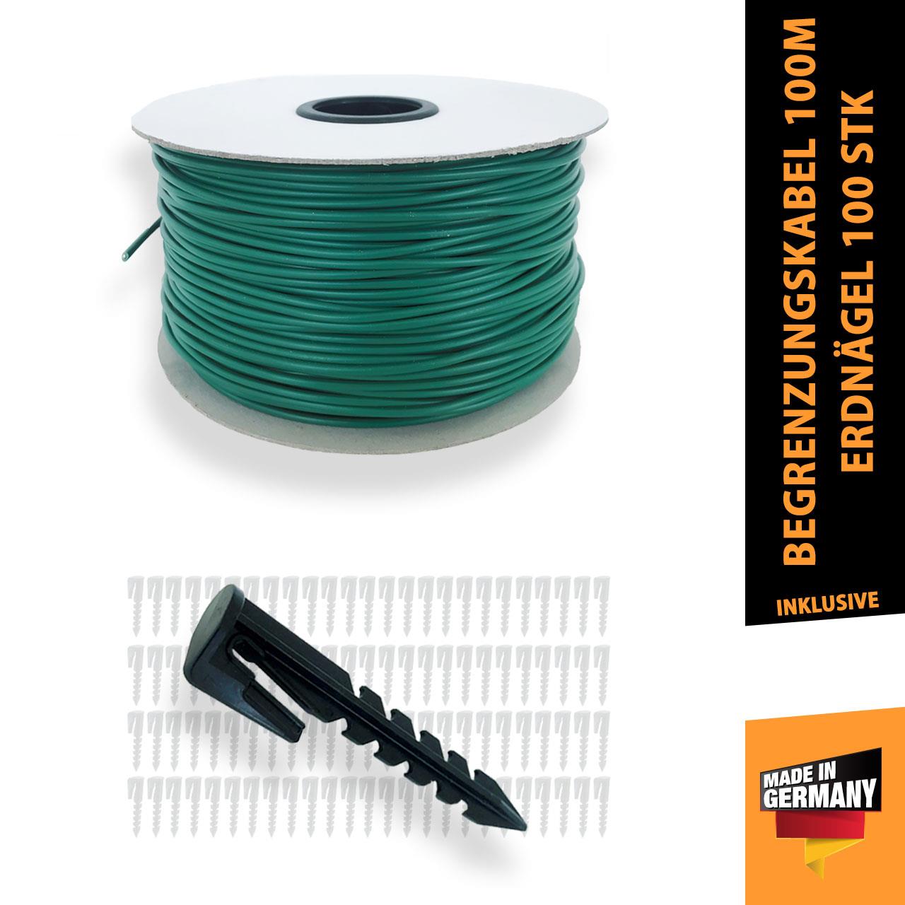 B-WARE Begrenzungskabel 100m + 100 Erdnägel für Mähroboter - Made in Germany