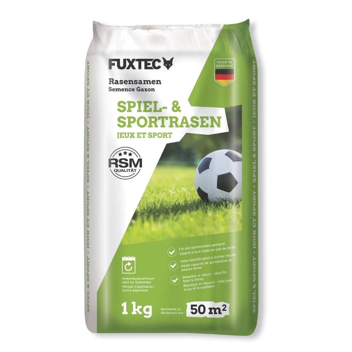 Rasen Reparaturset 250m²– 1 kg Rasensamen + 5 kg Dünger