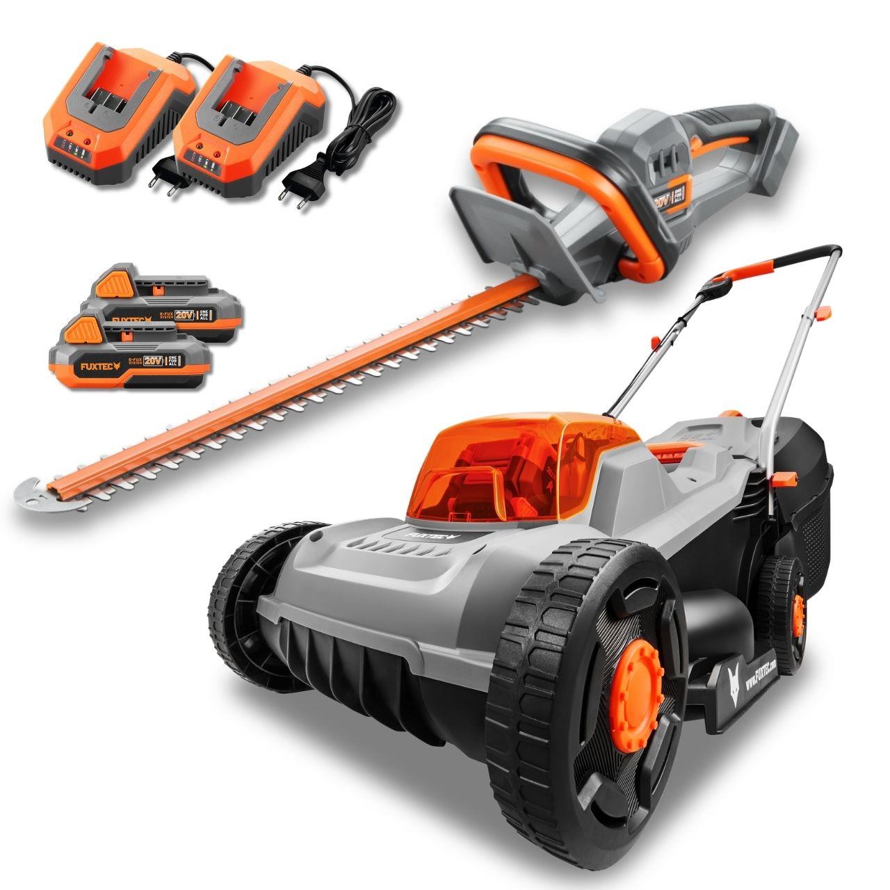 FUXTEC 20V Akku Garten-Set FX-E1RM20ECO + FX-E1HS20 mit Akku & Ladegerät