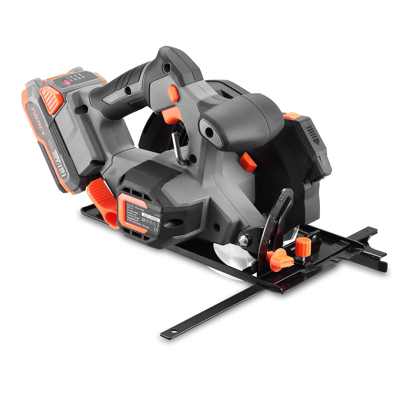 B-WARE FUXTEC 20V Akku Handkreissäge FX-E1CS20 SET mit 1 x Akku 4Ah, 1 x Ladegerät 1A