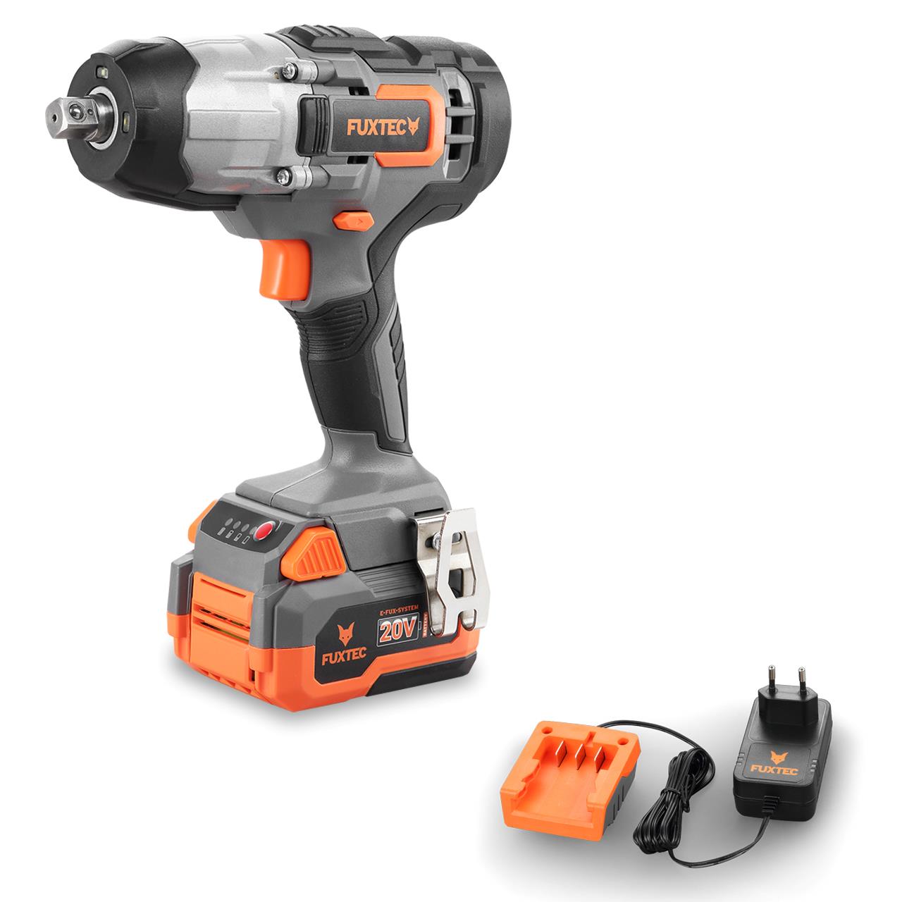 B-WARE FUXTEC 20V Akku Schlagschrauber FX-E1IW20 SET mit 1 x Akku 4Ah, 1 x Ladegerät 1A