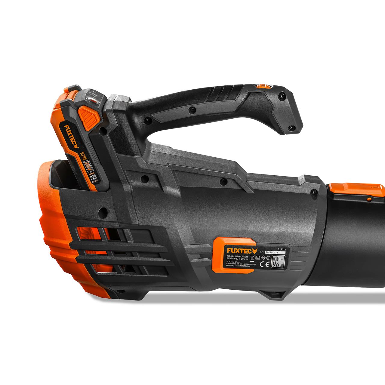 B-WARE FUXTEC 20V Akku Laubbläser FX-E1LB20 SET 3 mit 1 x Akku 4Ah, 1 x Ladegerät 1A