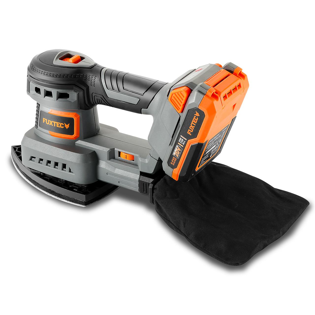 B-WARE FUXTEC 20V Akku Schwingschleifer FX-E1MS20 SET mit 1 x Akku 2Ah, 1 x Ladegerät 1A