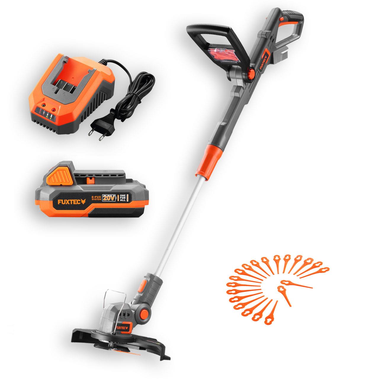 B-WARE FUXTEC 20V Akku Rasentrimmer FX-E1RT20 SET mit 1 x Akku 2Ah, 1 x Ladegerät 2,4A