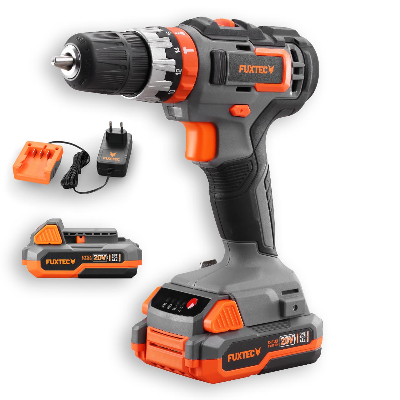 B-WARE FUXTEC 20V Akku Schlagbohrschrauber FX-E1SBS20 SET mit 2 x Akku 2Ah, 1 x Ladegerät 1A