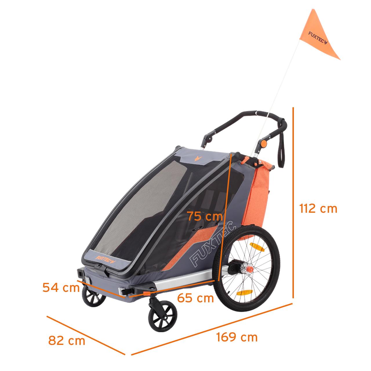 FUXTEC Fahrradanhänger/Jogger FX-FA1-SET-PURPUR mit Jogger-Rad