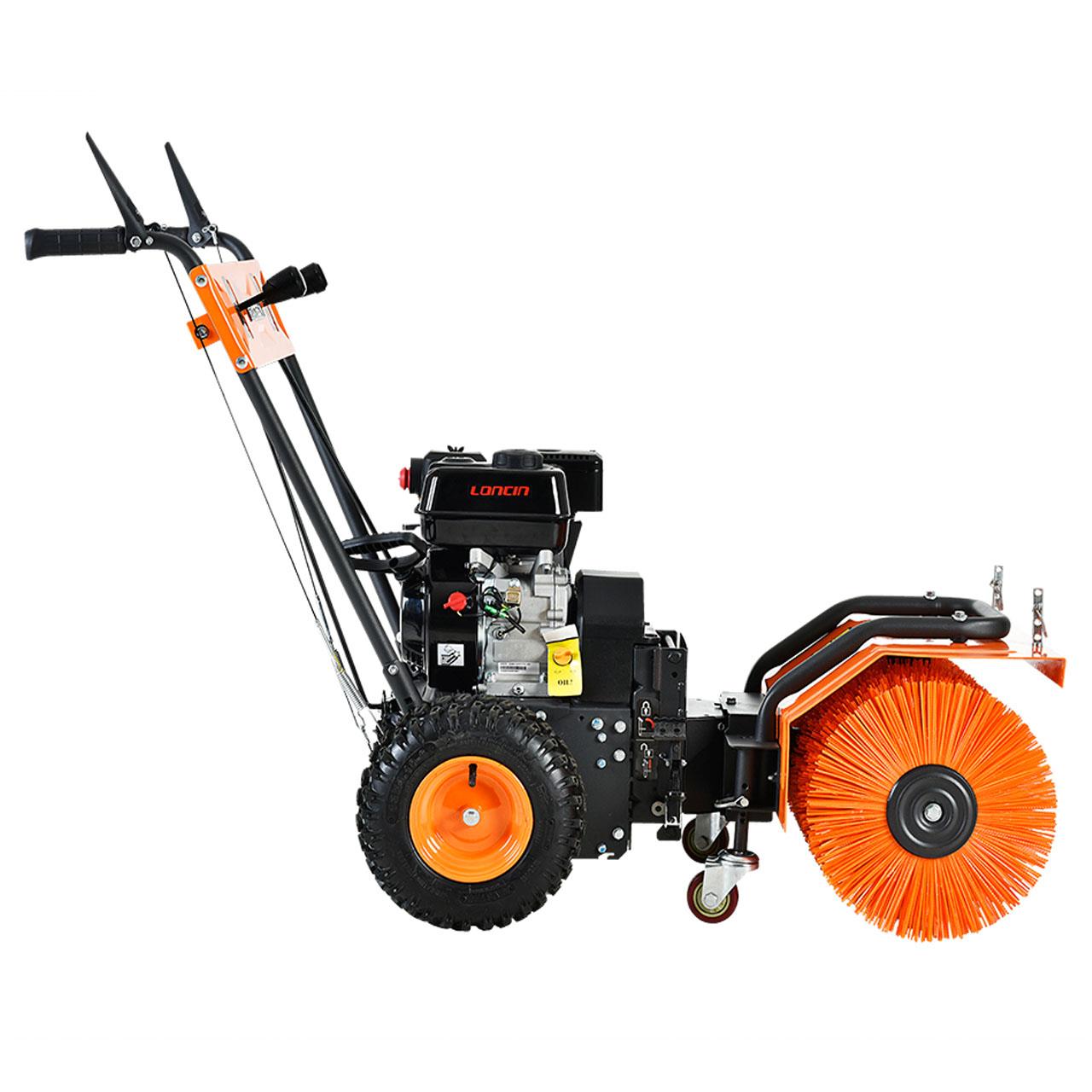 B-WARE FUXTEC Benzin Kehrmaschine Set FX-KM196-SET3 mit Schneeschild und  Kehrgutsammelbehälter