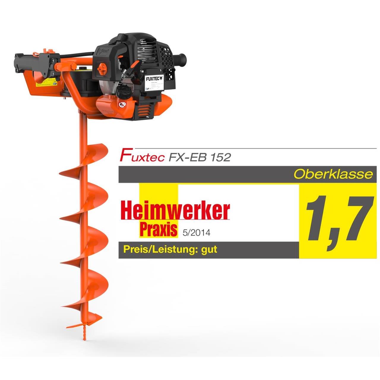 B-WARE FUXTEC FX-EB152 Erdbohrgerät inkl. 100,150,200mm Aufsätze