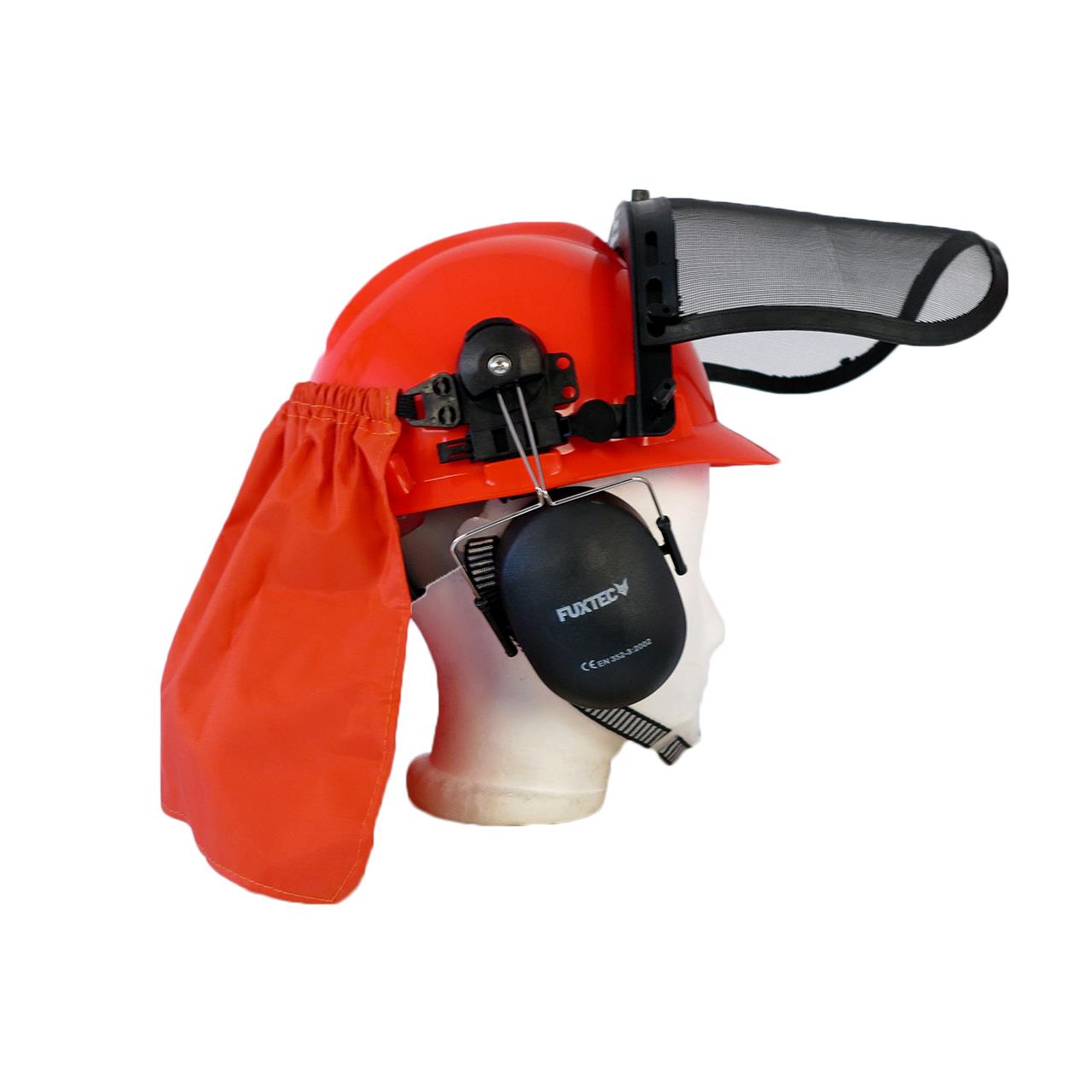 B-WARE FUXTEC Forstschutzhelm mit Nackenschutz