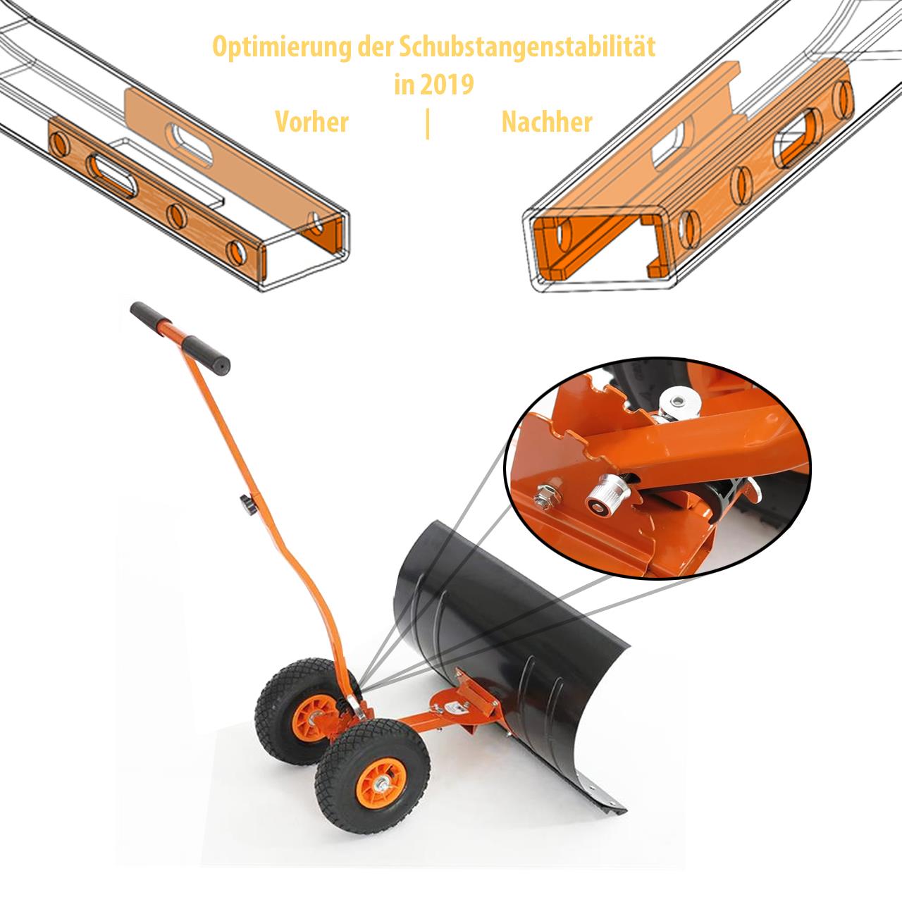 Bild 1 B-WARE FUXTEC Schneeschaufel mit Räder Schneeschieber